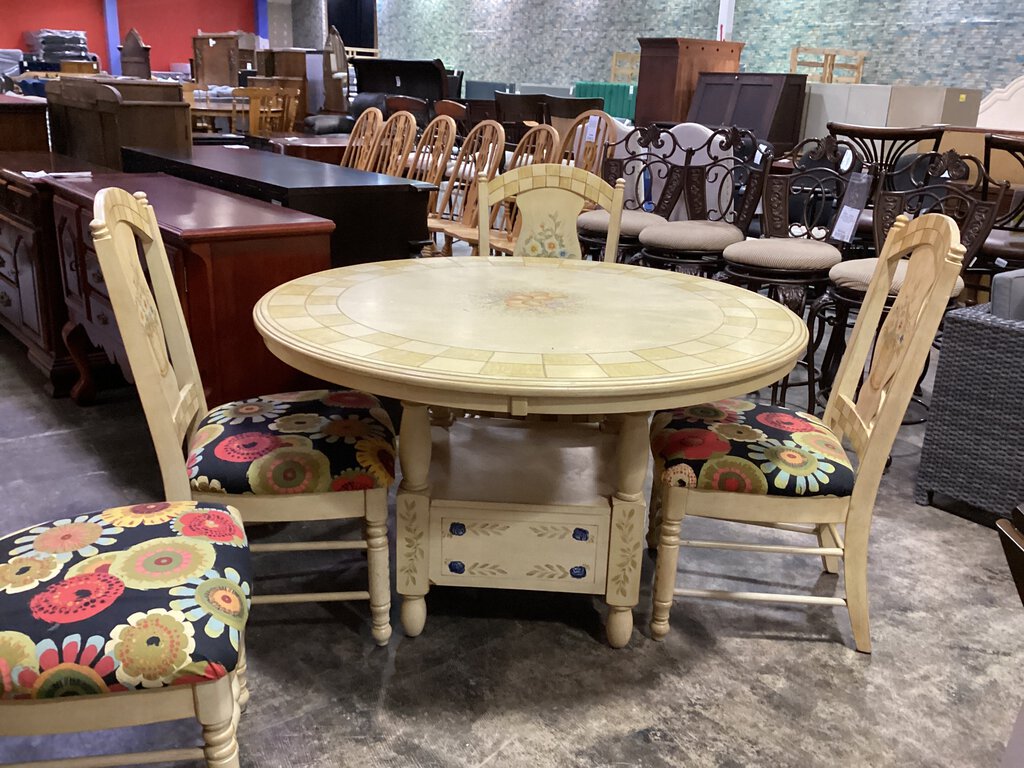 82272 - Hand Painted 5pc Dining Set w/Storage 50x30