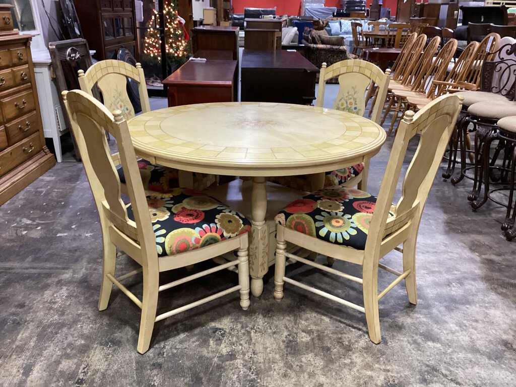 82272 - Hand Painted 5pc Dining Set w/Storage 50x30