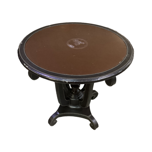 82291 Leather Style Round Foyer Table 32x29