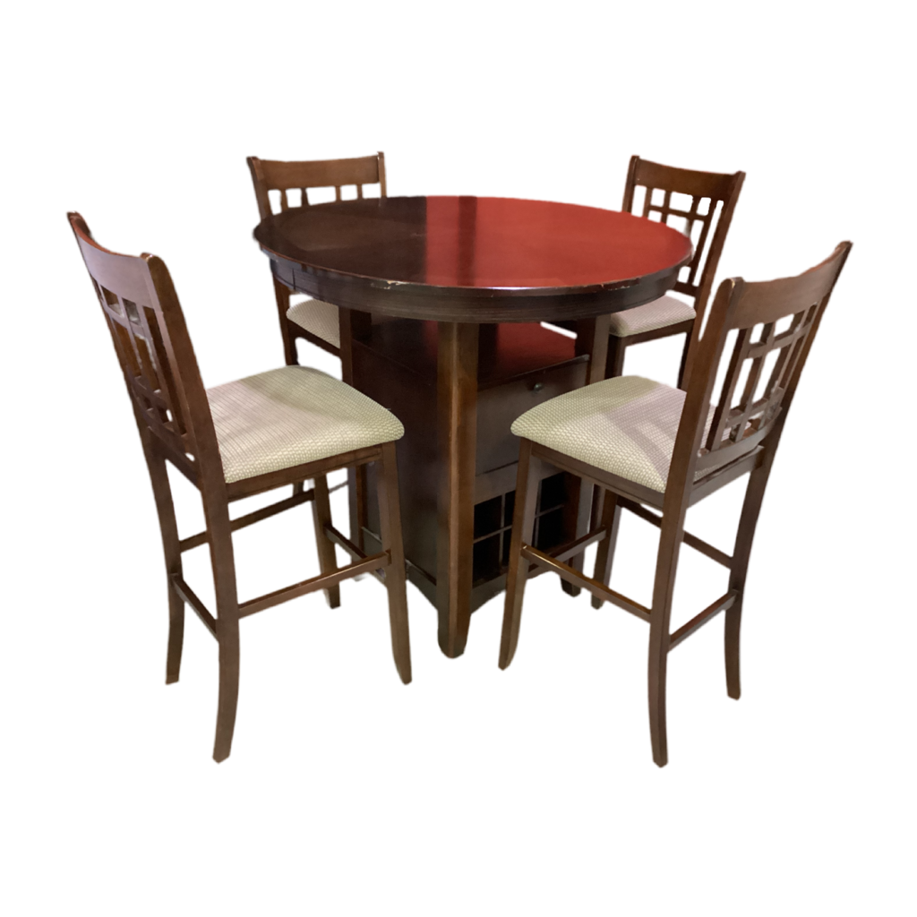 82279 - Bar Height 5pc Dining Set w/Wine Storage 42x43