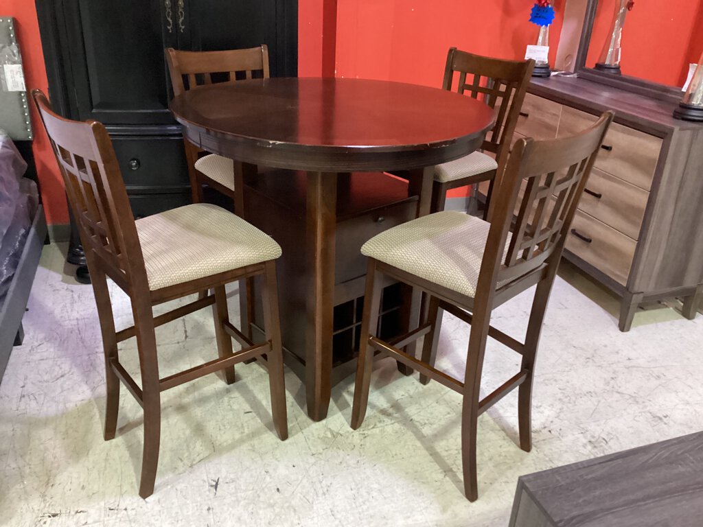 82279 - Bar Height 5pc Dining Set w/Wine Storage 42x43