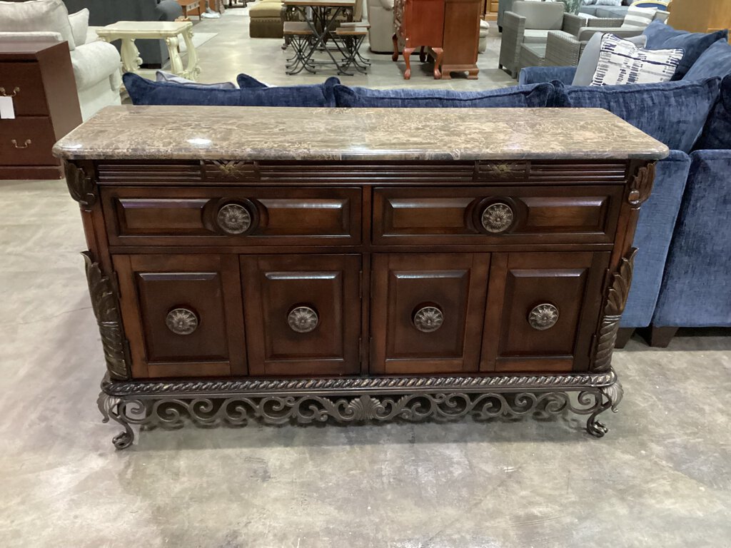 82219 - Marble Top Sideboard 60x19x36