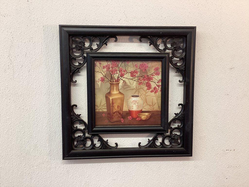 82396 (8508-1) Black Frame Wall Art Flower Vase 14x14