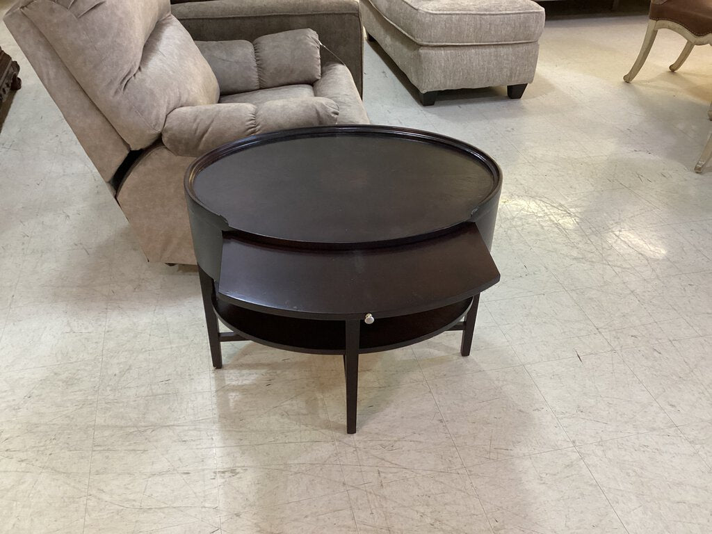 82434 - Oval 1 Drawer Side Table 30x22x25