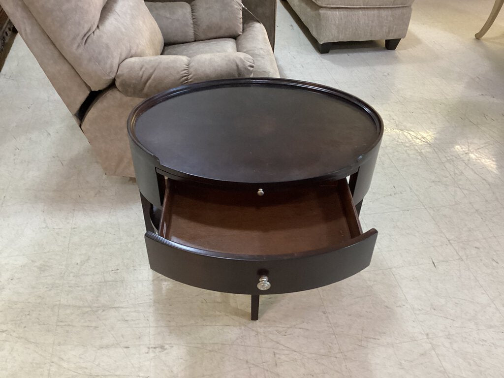 82434 - Oval 1 Drawer Side Table 30x22x25