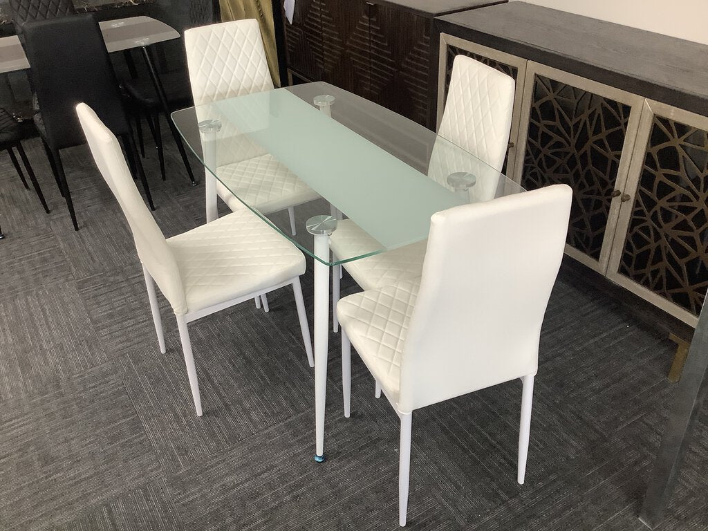 Astra White NEW 5pc Dining Set 28x48x30 (319010)