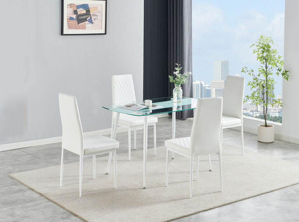 Astra White NEW 5pc Dining Set 28x48x30 (319010)