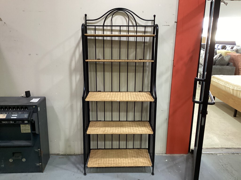 82565 - Metal and Wicker Bakers Rack 31x16x72