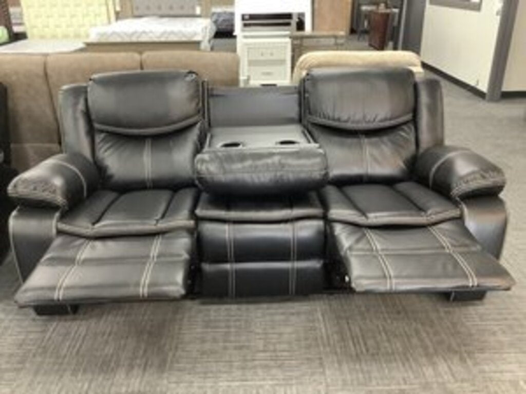 Emerson Black NEW Motion/Reclining Sofa w/Drop Down Tray - 86x30x40 -(665040)