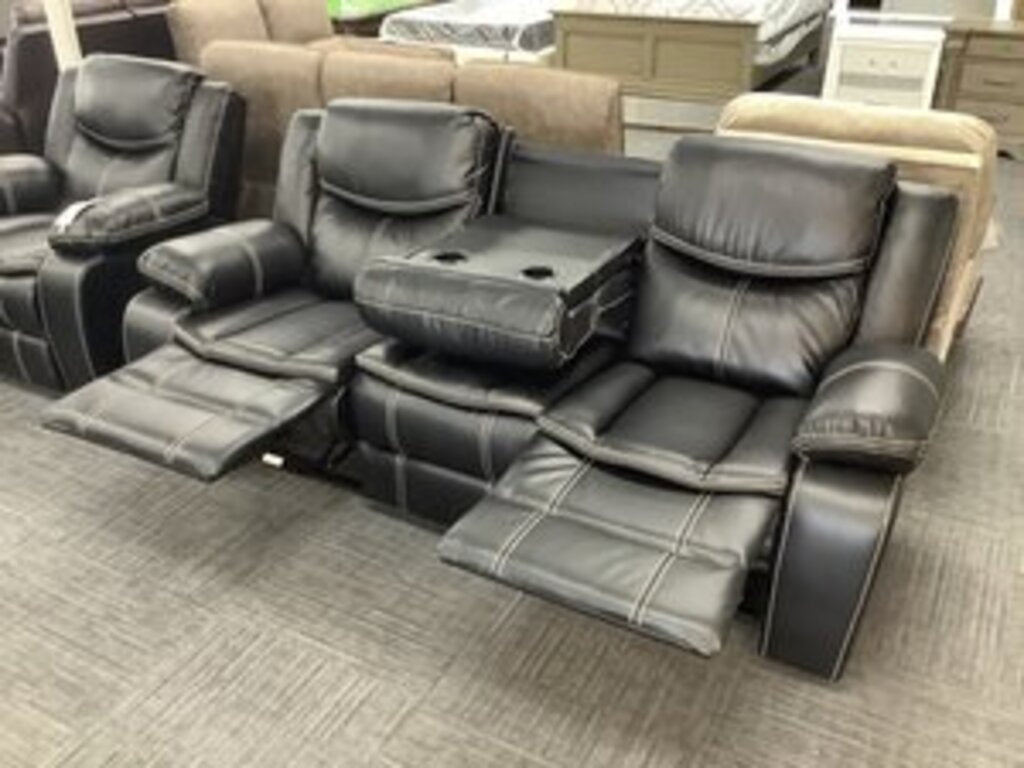 Emerson Black NEW Motion/Reclining Sofa w/Drop Down Tray - 86x30x40 -(665040)