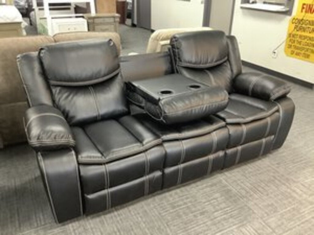 Emerson Black NEW Motion/Reclining Sofa w/Drop Down Tray - 86x30x40 -(665040)