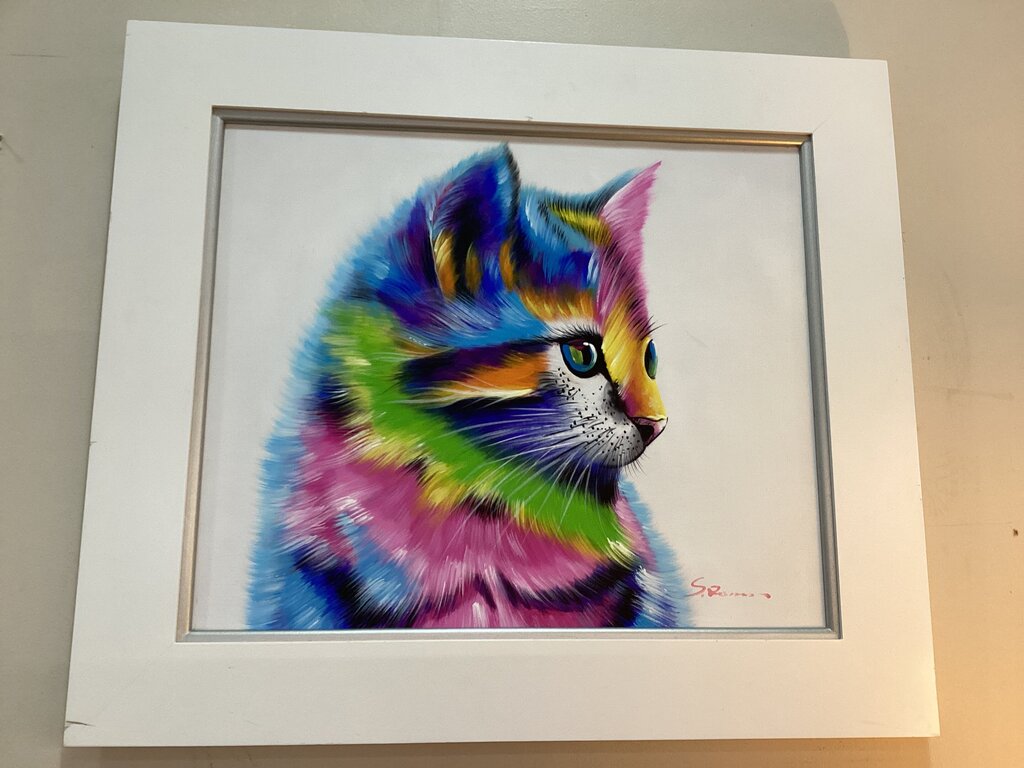 82867 - 32x38 Canvas Painting - Multicolor Kitty