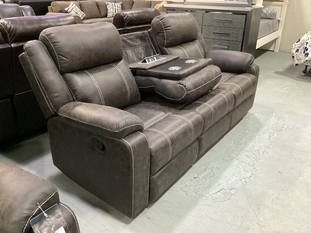 Lucca Brown NEW Motion Sofa w/Drop Down Console 82x30x38 (679320)