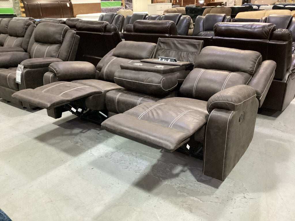 Lucca Brown NEW Motion Sofa w/Drop Down Console 82x30x38 (679320)