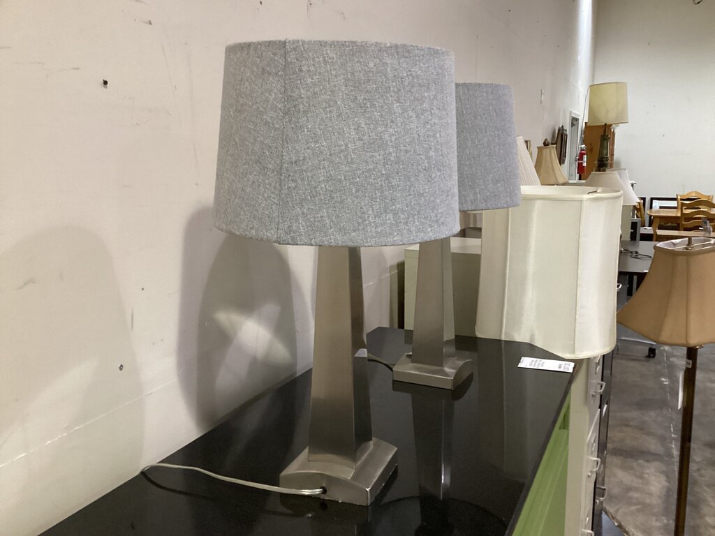 83183 - Pair Of Silver 27in Lamps