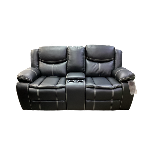 Emerson Black NEW Motion/Reclining Loveseat w/Console, USB - 75x30x40 -(665041)