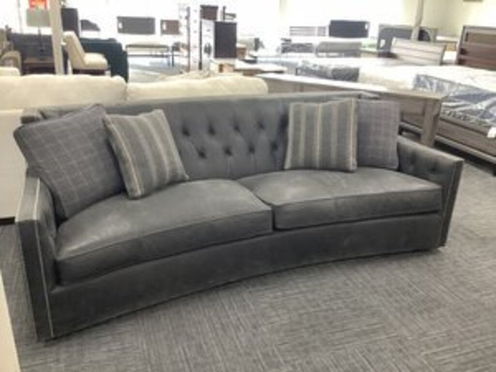 76961 - Bernhardt Candice Gray Leather Sofa 95x40x35