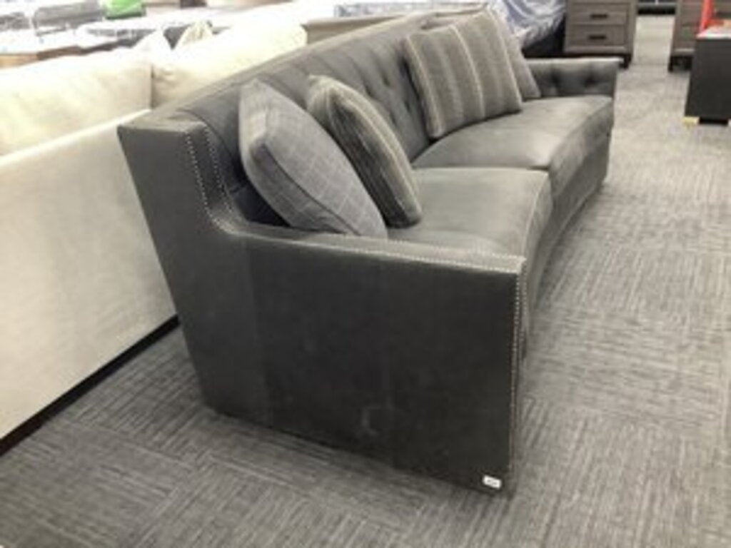 76961 - Bernhardt Candice Gray Leather Sofa 95x40x35