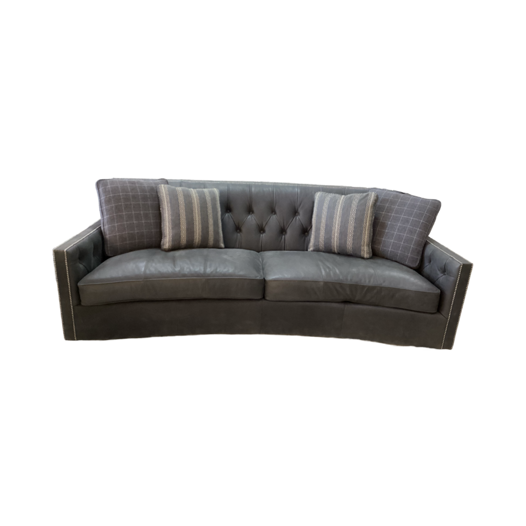 76961 - Bernhardt Candice Gray Leather Sofa 95x40x35