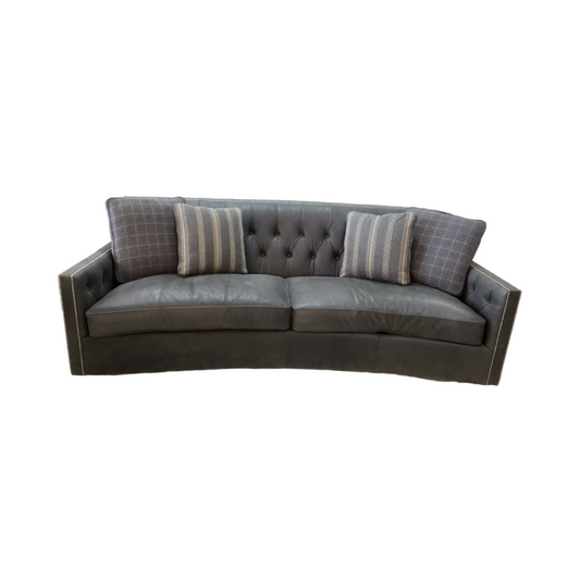 76961 - Bernhardt Candice Gray Leather Sofa 95x40x35