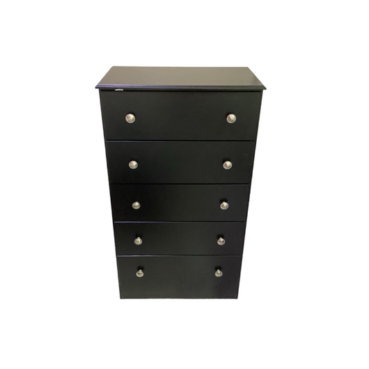 83341 - Black 5 Drawer Chest 27x15x48