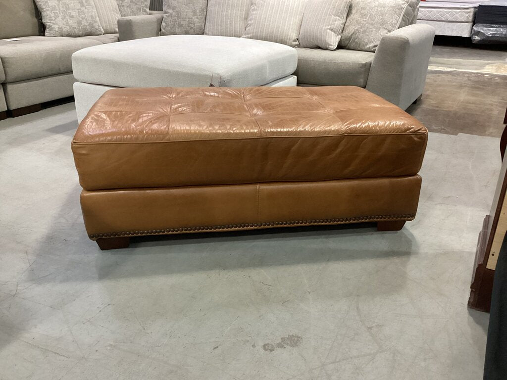 83322 USA Leather Glove Saddle Ottoman 50x30x16