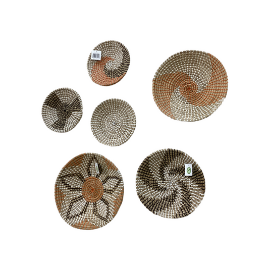 83293 Seagrass Abstract 6pc Wall Decor 14in, 13in, 12in, (3)9in