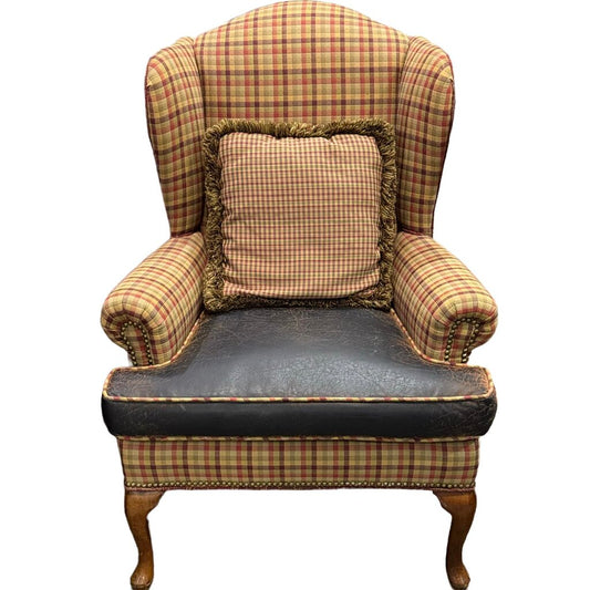 83397 - Plaid Wingback Chair 31x27x43