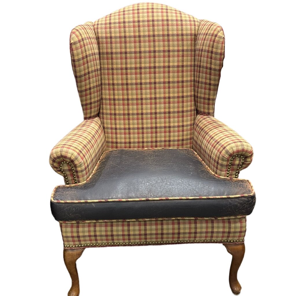 83398 - Plaid Wingback Chair 31x27x43
