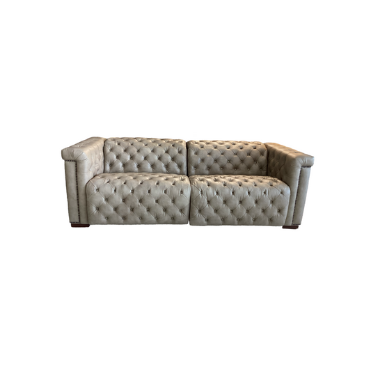 83499 - Hooker Savion Taupe Leather Chesterfield Sofa 89x43x30