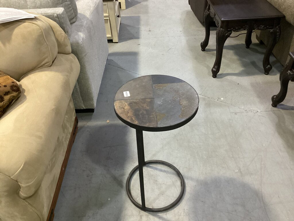83604 - Pier 1 Chair Side Slate Top C-Table 15x15x26