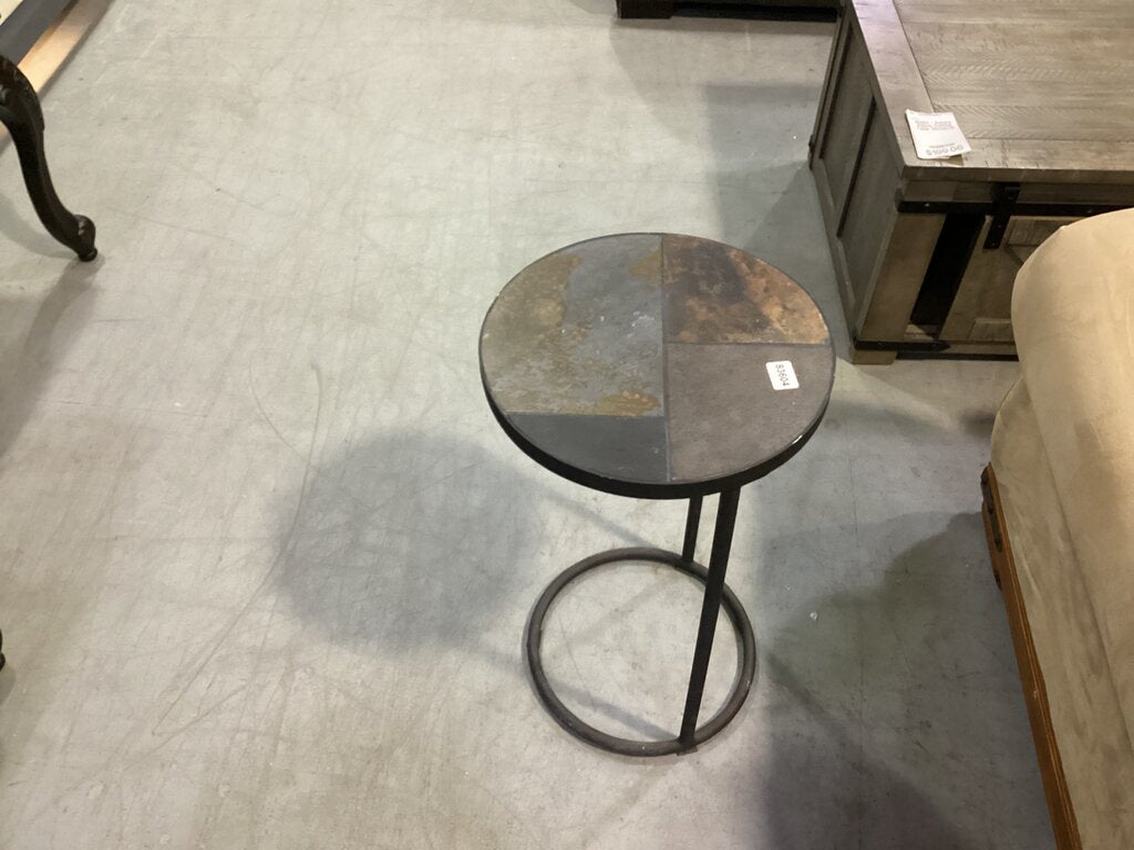 83604 - Pier 1 Chair Side Slate Top C-Table 15x15x26