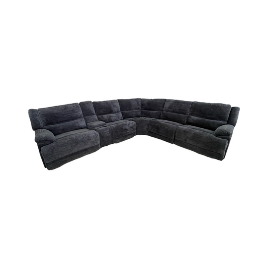 83580 - Heritage Leather Acadia 6pc Power Sectional 128x113x39