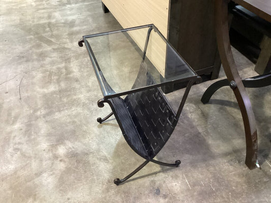 83584 - Black & Glass Magazine End Table 19x18x24