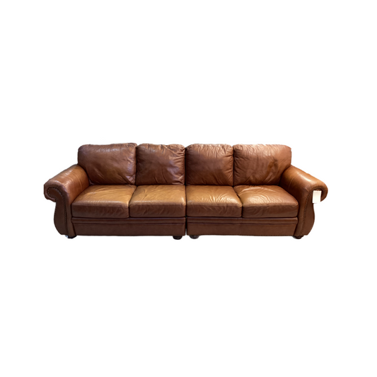83701 (8520-3) Brown 4 Seat Leather Sofa 111x36x36
