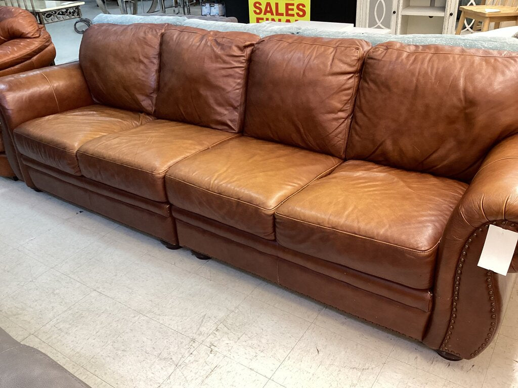 83701 (8520-3) Brown 4 Seat Leather Sofa 111x36x36