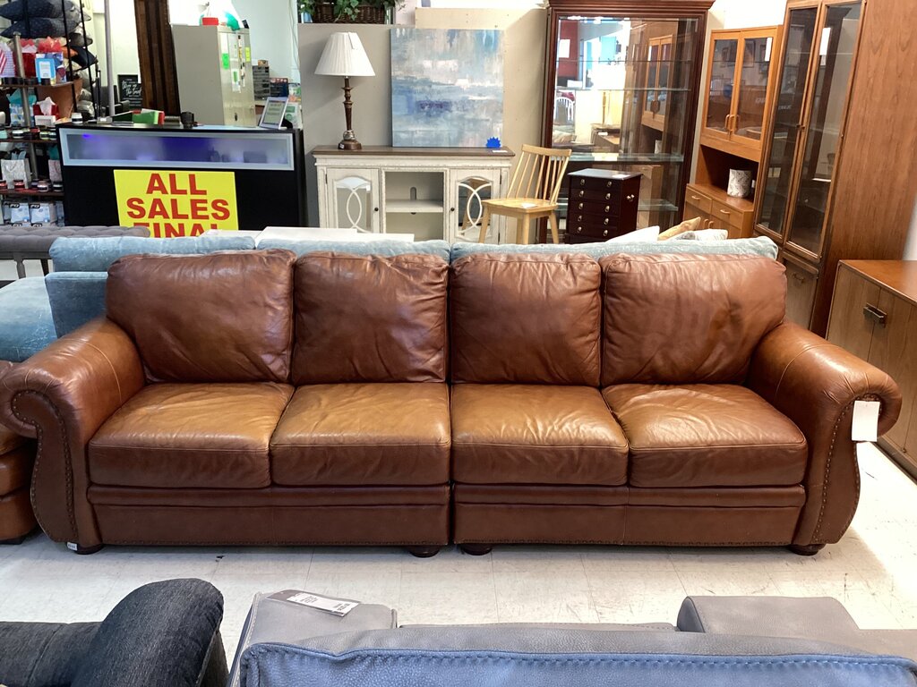 83701 (8520-3) Brown 4 Seat Leather Sofa 111x36x36