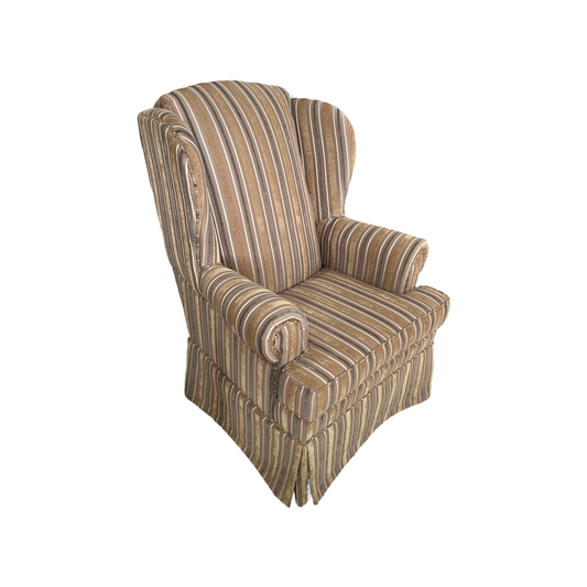 83681 - Tan Striped Wing Back Chair 35x34x46