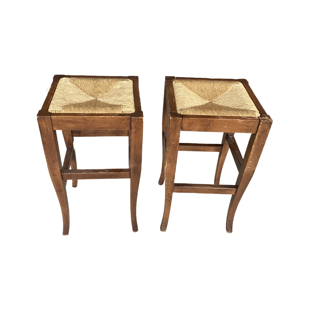 83679 - Pair of Rush Seat Bar Stools 14x14x24