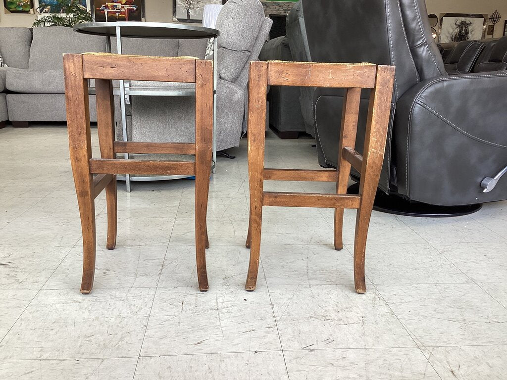 83679 - Pair of Rush Seat Bar Stools 14x14x24
