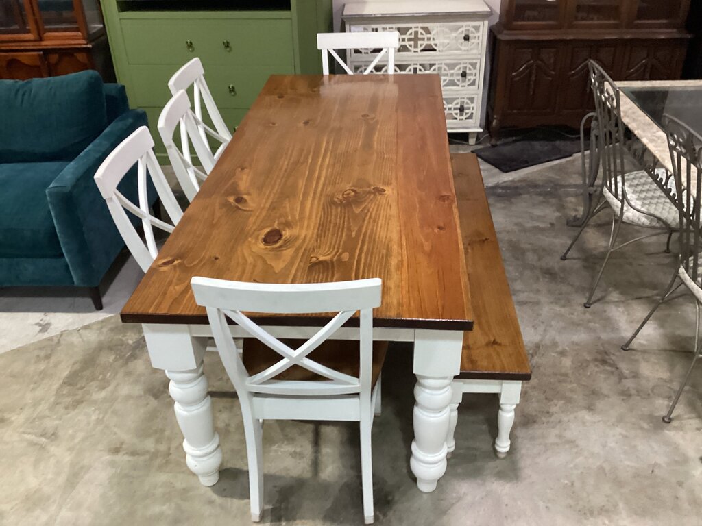 83839 - James & James Customized 7pc Farmhouse Dining Set 84x35x30