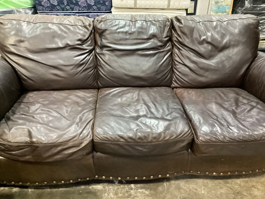 83485 - Brown Leather Sofa & Loveseat 91/67x39x38