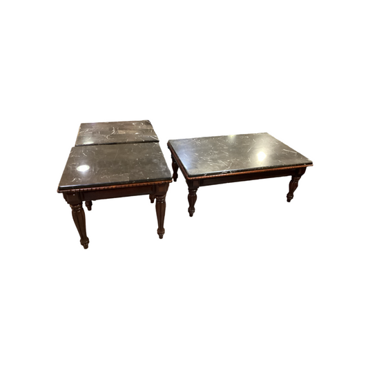 83704 - 3pc Marble Top Table Set 48x32x20, 26x23x25