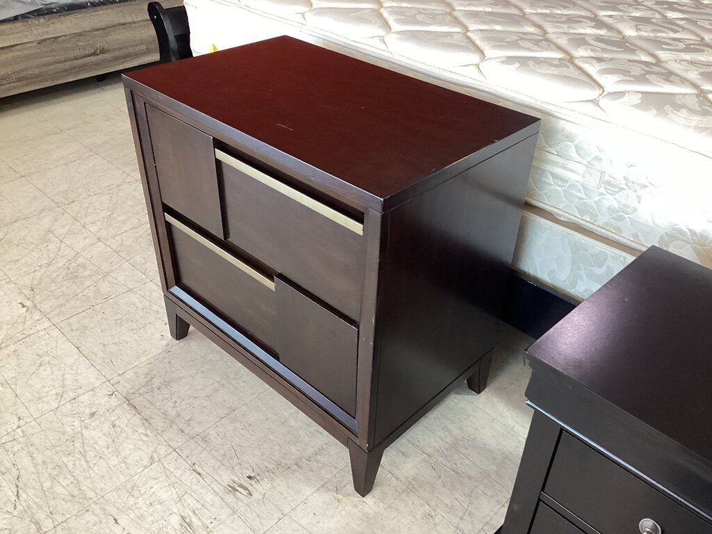 83870 - Two Drawer Brown Nightstand 29x18x30