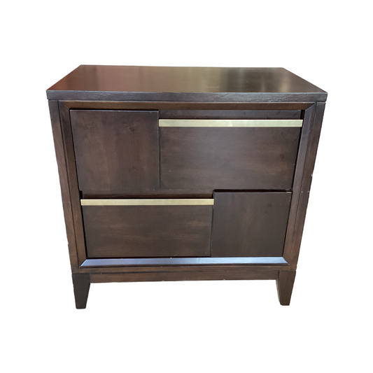83870 - Two Drawer Brown Nightstand 29x18x30