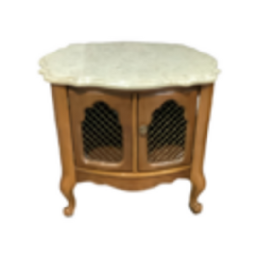 83933 Vintage Marble Top End Table 27x27x22