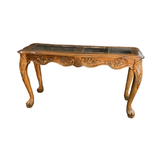 80613 - Wooden Glass Top Sofa Table 50x17x27