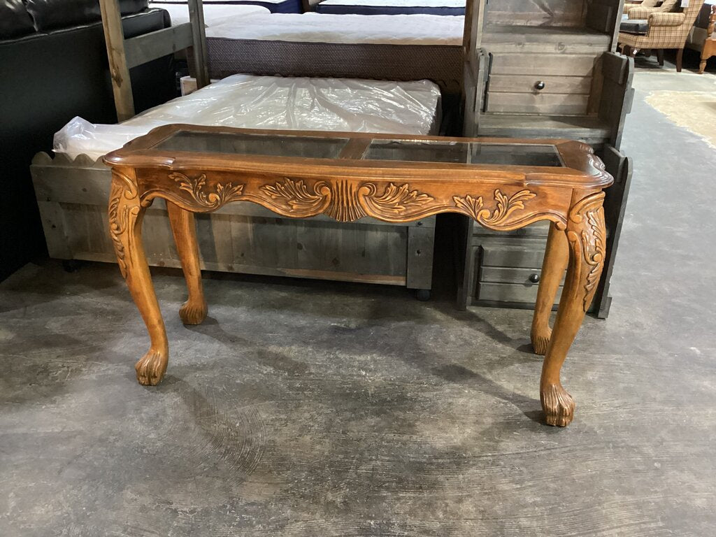 80613 - Wooden Glass Top Sofa Table 50x17x27