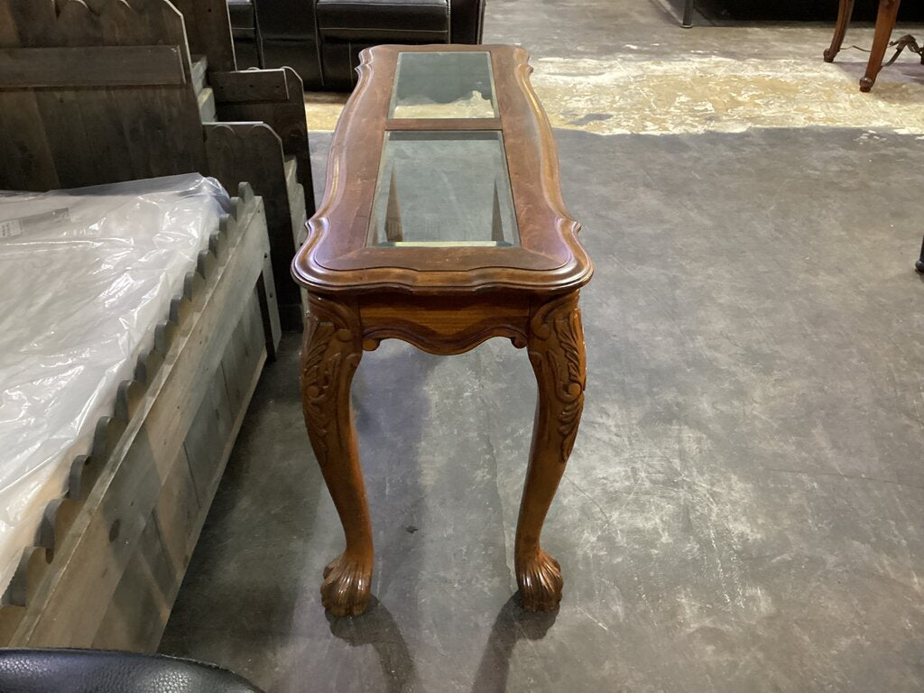 80613 - Wooden Glass Top Sofa Table 50x17x27