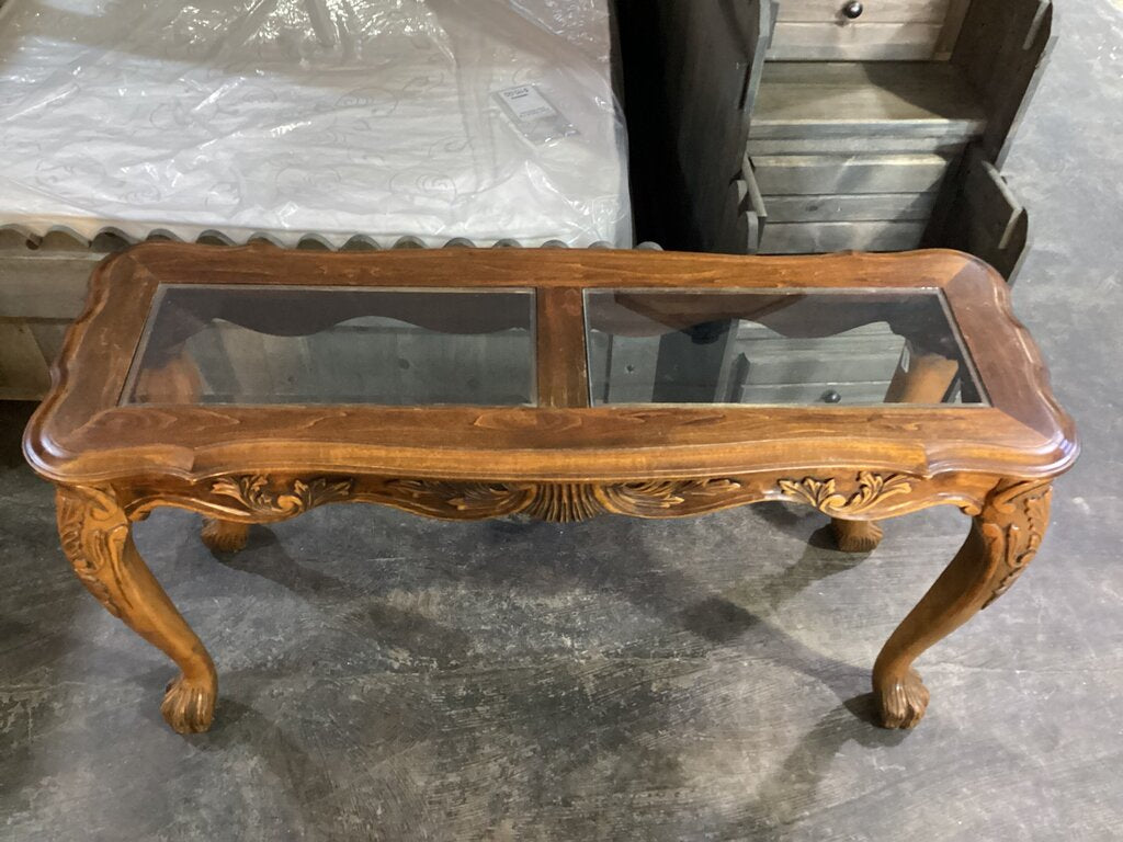 80613 - Wooden Glass Top Sofa Table 50x17x27